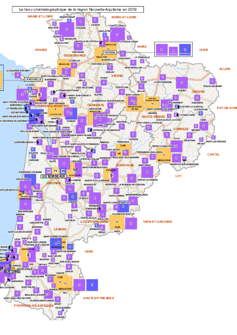 Carte Nouvelle Aquitaine - données CNC 2019